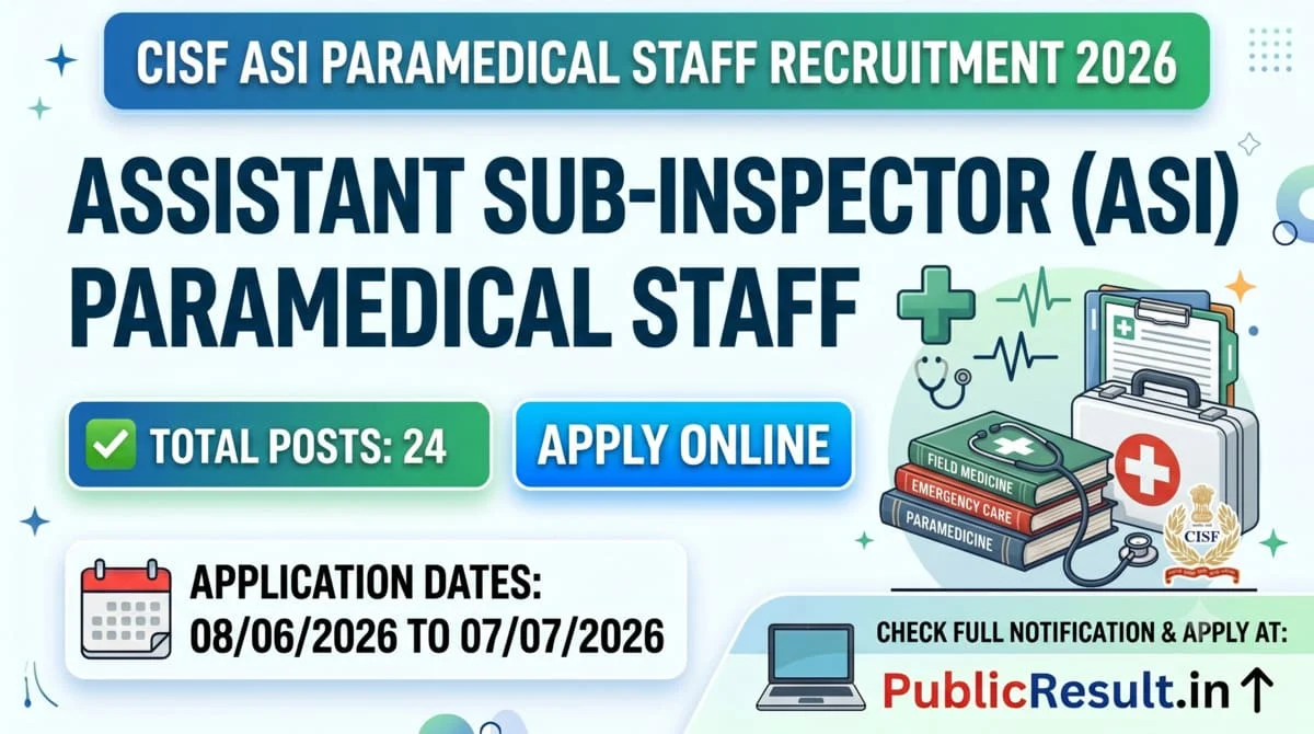 CISF Paramedical Staff Recruitment 2026
