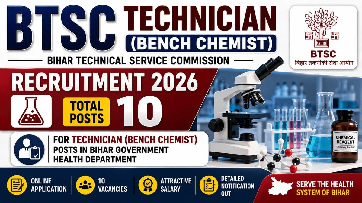 BTSC Technician (Bench Chemist) Recruitment 2026