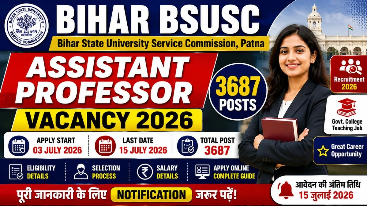 Bihar BSUSC Assistant Professor Vacancy 2026