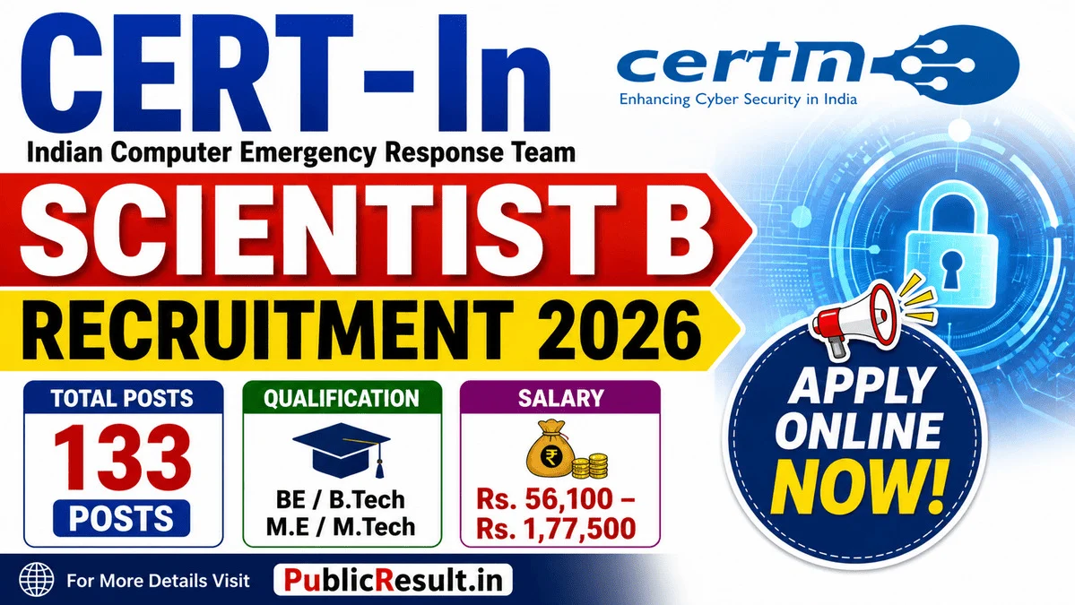 CERT-In Scientist B Recruitment 2026