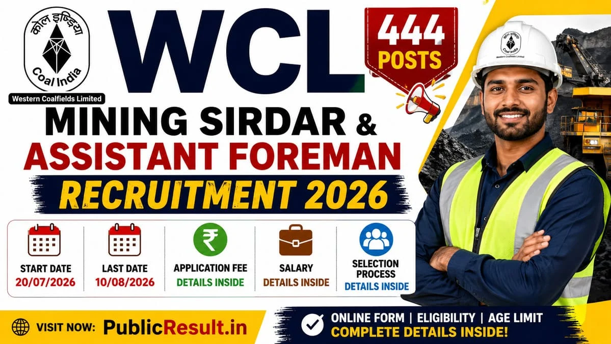 WCL Mining Sirdar & Assistant Foreman Recruitment 2026