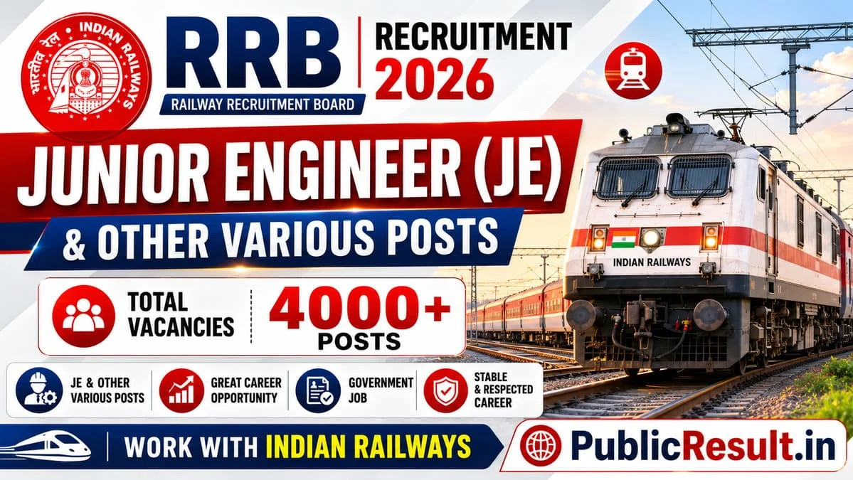 RRB Junior Engineer JE & Other Various Posts Recruitment 2026 CEN 04/2026