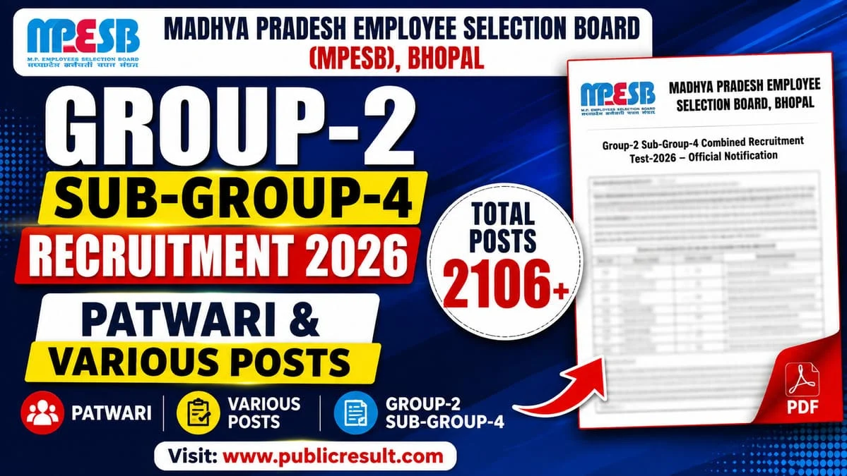 MPESB Group-2 Sub-Group-4 (Patwari & Various Posts) Recruitment 2026