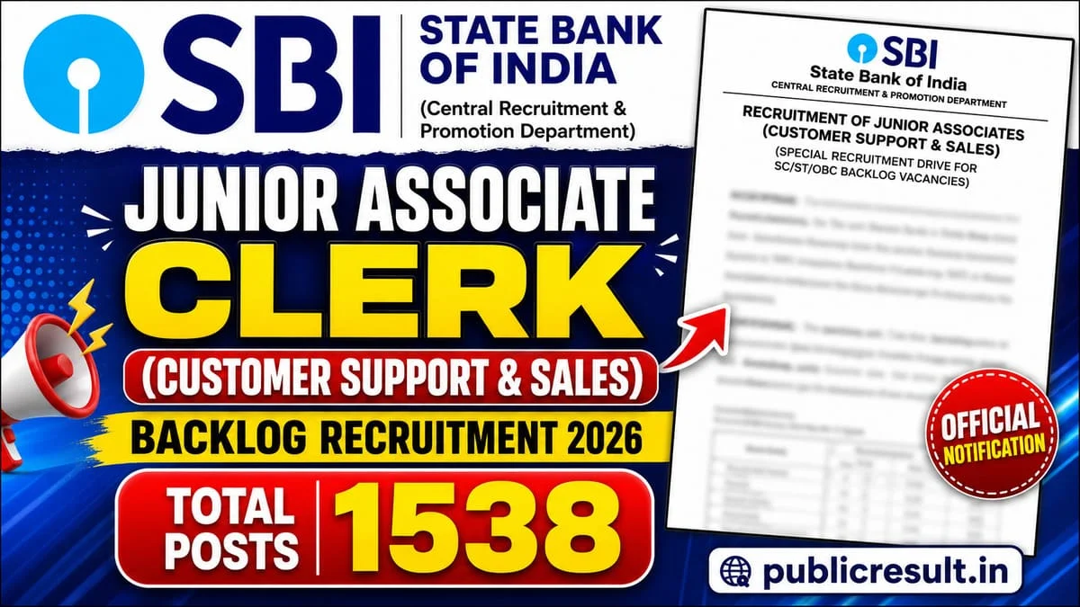 SBI Junior AssociatesClerk Backlog Posts Recruitment 2026