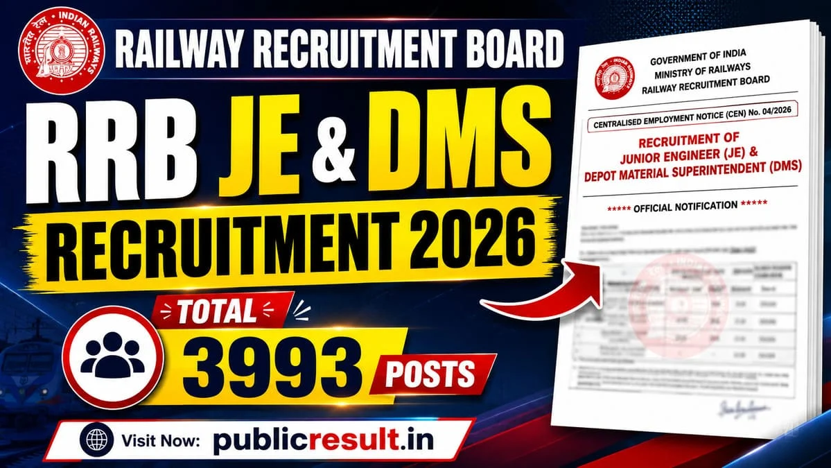 RRB JE and DMS Recruitment 2026 – 3993 Posts
