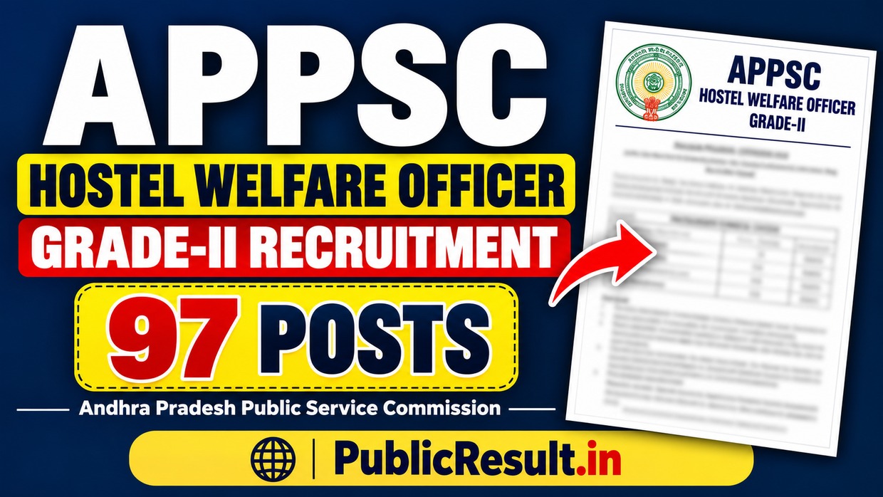 APPSC Hostel Welfare Officer Grade-II Recruitment – 97 Posts | PublicResult.in