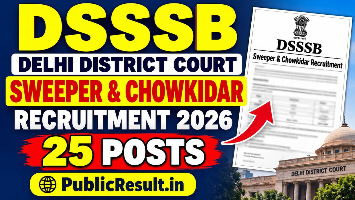 DSSSB Delhi District Court Sweeper and Chowkidar Recruitment 2026 for 25 Posts