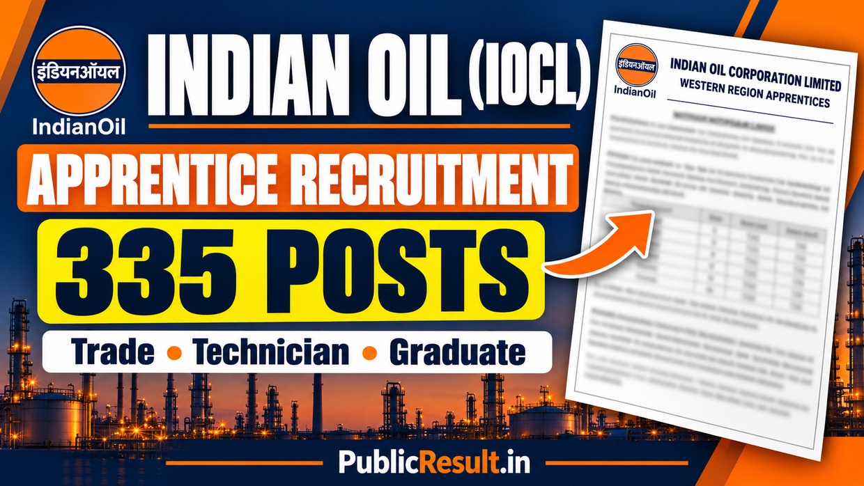 IOCL Western Region Trade Technician and Graduate Apprentice Recruitment 2026 for 335 Posts