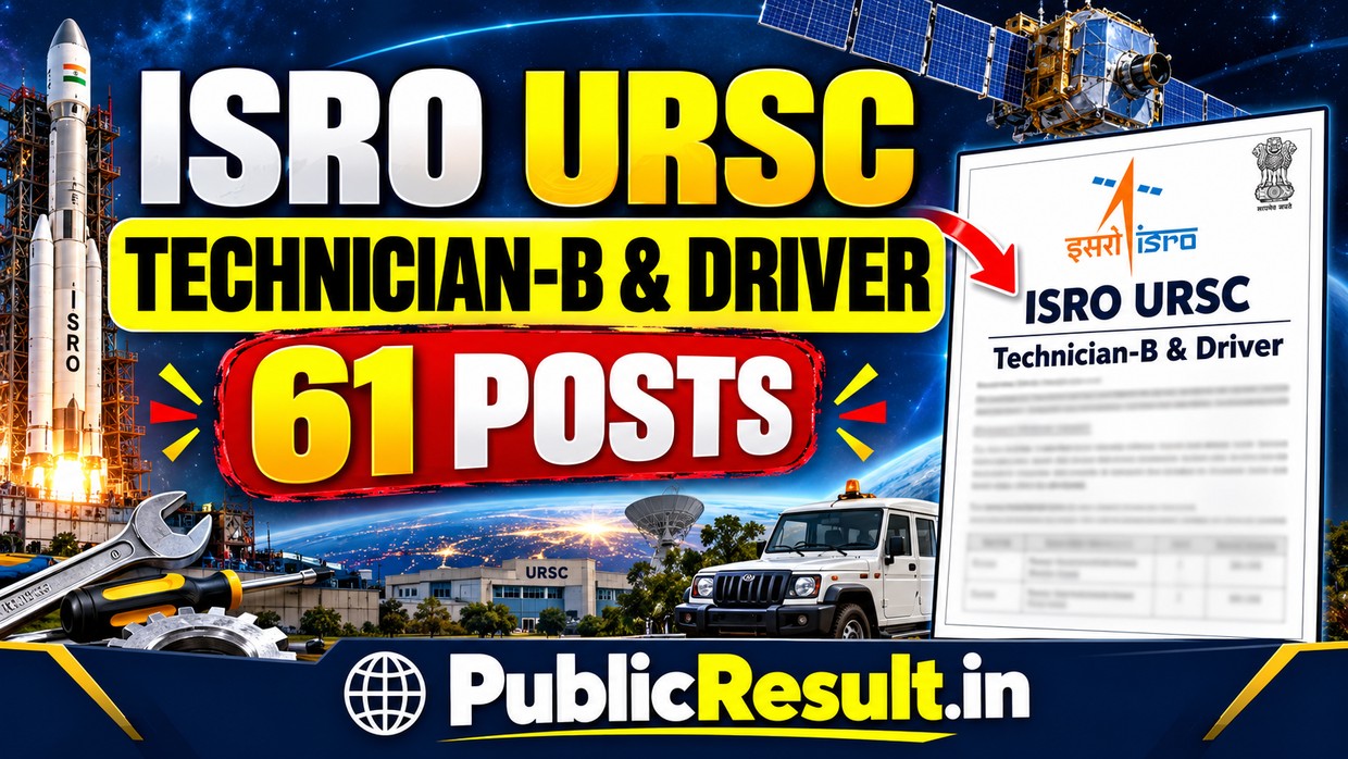 ISRO URSC Technician-B and Driver Recruitment 2026 – 61 Posts
