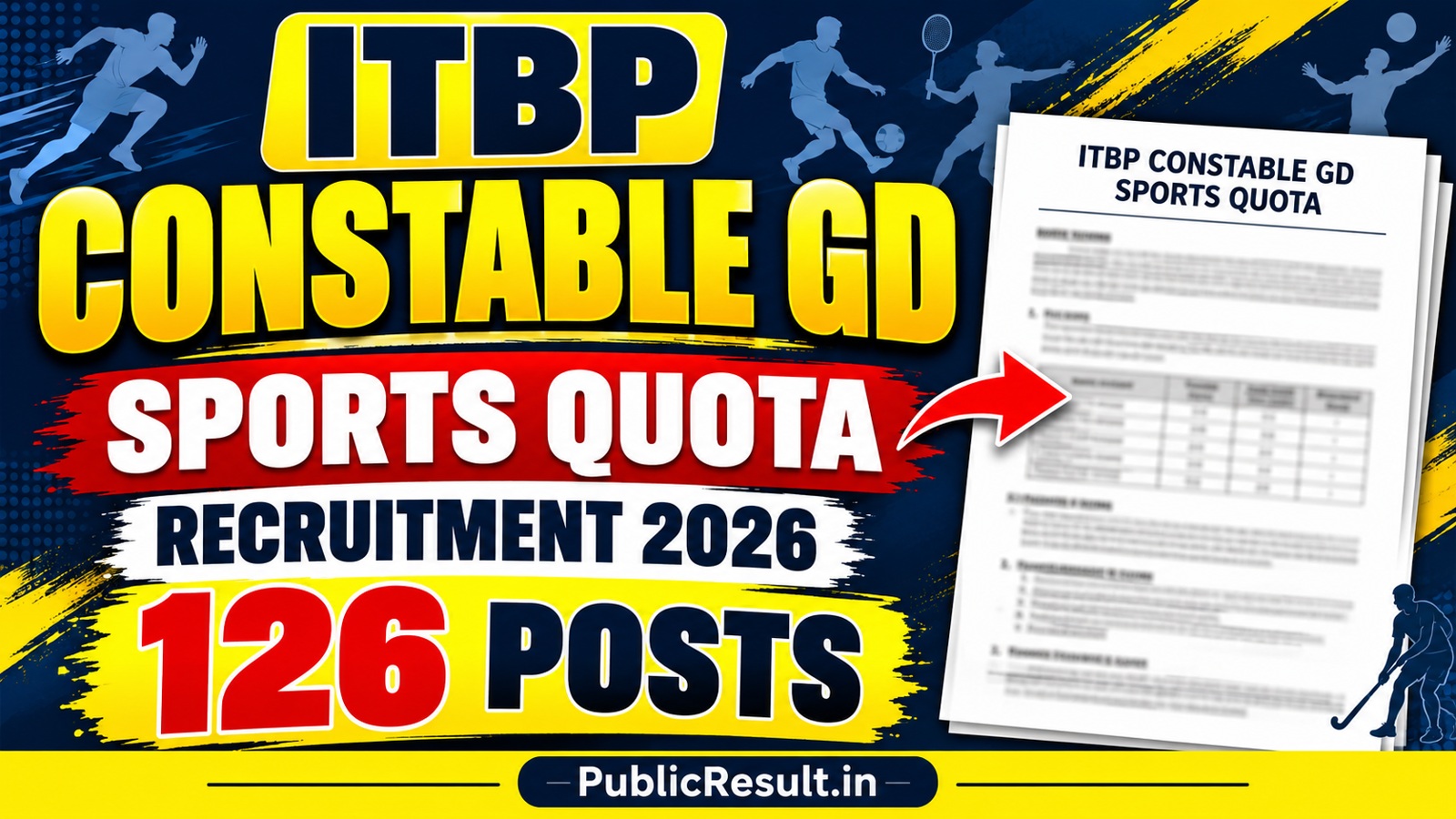 ITBP Constable GD Sports Quota Recruitment 2026 for 126 Posts