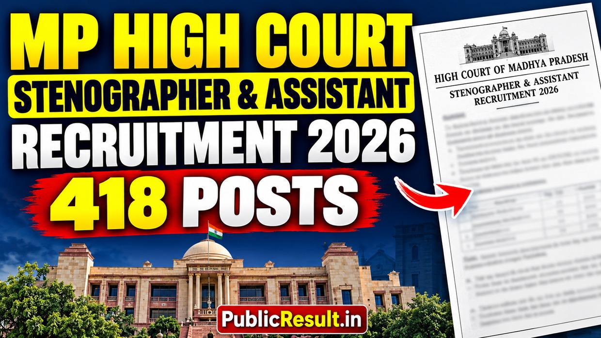 MP High Court Stenographer and Assistant Recruitment 2026 for 418 Posts