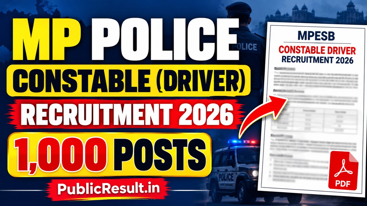 MP Police Constable Driver Recruitment 2026 – 1000 Posts