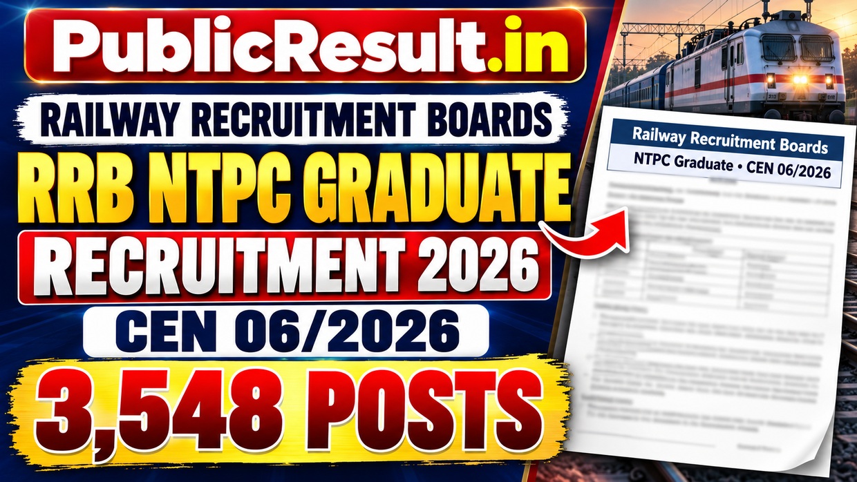 RRB NTPC Graduate Recruitment 2026 CEN 06/2026 - 3,548 Posts