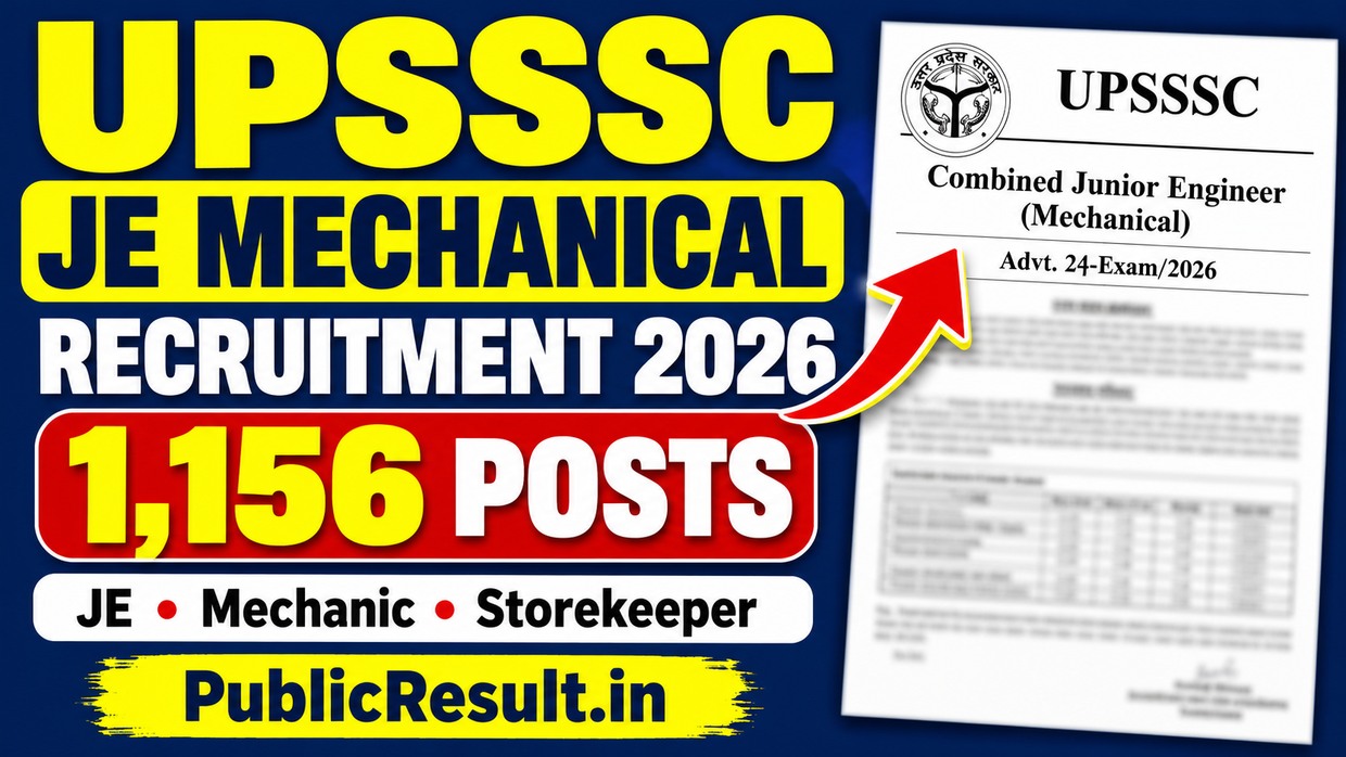 UPSSSC JE Mechanical Recruitment 2026 for 1156 posts
